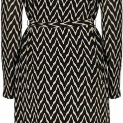 Kopen 🎉 Geisha Jurk Midi Mesh Jurk Zigzag Print 27852 14 Black/light Sand Dames Maat - M 🔔 -Dameskleding Verkoopwinkel 351x840