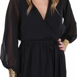 Goedkoop 🎁 Produkt John Zack - Zwarte Chiffon Jurk / S ⌛ -Dameskleding Verkoopwinkel 351x840 5