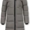Promo 🔥 Matogla Lange Gewatteerde Jas Dames Getailleerd - 8606 - Grijs ⭐ -Dameskleding Verkoopwinkel 444x840