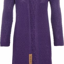 Groothandel 🎁 Knit Factory Luna Lang Gebreid Dames Vest - Purple - 36/38 👍