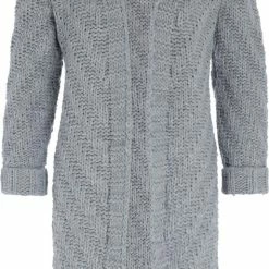 Promo ๐ Knit Factory Sally Gebreid Dames Vest - Licht Grijs - 40/42 - Grof Gebreid ๐
