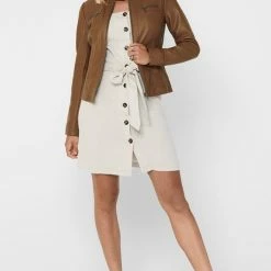 Korting 🎁 Only Jas Onlbandit Faux Leather Biker Otw Noos 15081400 Cognac Dames Maat - 42 👏 -Dameskleding Verkoopwinkel 529x840 10