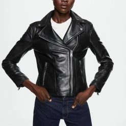 Begroting ๐ Mango Jas Leren Bikerjack 47009604 99 Dames Maat - XXL โจ