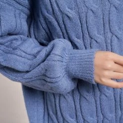 Goedkoop 😉 Manlee - M.l. Grof Gebreide Trui Met Col. Kleur: Blauw. Maat: M ❤️ -Dameskleding Verkoopwinkel 550x365
