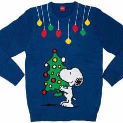 Uitgang 👍 Original Snoopy 🔔 Christmas Tree X-MAS Kersttrui - Unisex Blauw S - Trui 👏