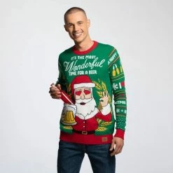 Beste Pirce ✨ SillySanta Kersttrui -XL- The Most Wonderful Time For A Beer Met LED-lichtjes Multicolours ✨