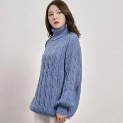 Goedkoop 😉 Manlee - M.l. Grof Gebreide Trui Met Col. Kleur: Blauw. Maat: M ❤️ -Dameskleding Verkoopwinkel 550x560