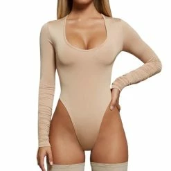 Top 10 ✔️ AWR Hoogwaardige Dames Body / Bodysuit | Stretch | 100% Kwalitatief | Beige - M 😉