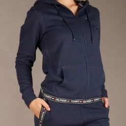 Gloednieuw 🤩 Tommy Hilfiger Dames Authentic Hoodie - Sweatvest Met Capuchon - Middeldik - Donkerblauw - Maat: L 🔔 -Dameskleding Verkoopwinkel 550x614