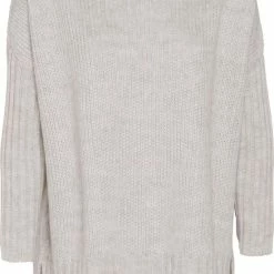 Goedkoopste 🥰 Knit Factory Kylie Gebreide Dames Trui - Boothals - Beige - 36/44 🤩