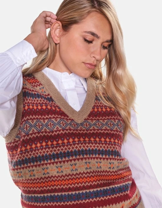 Korting ๐ฅฐ Steppin' Out Herfst/Winter 2022 Trui Lady Fair Isle Spencer Vrouwen - Regular Fit - Wol - Beige (XL) ๐ 8 Korting ๐ฅฐ Steppin' Out Herfst/Winter 2022 Trui Lady Fair Isle Spencer Vrouwen - Regular Fit - Wol - Beige (XL) ๐ - Afbeelding 6