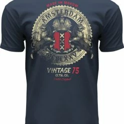 Top 10 😍 Fox Originals Vintage Rock T-shirt Amsterdam Heren & Dames Katoen Blue Dusk Blauw Maat XL ❤️