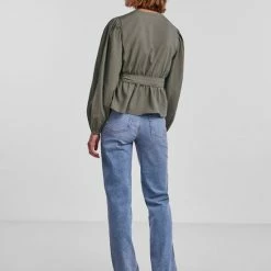 Beste Verkoop 👏 PIECES Pcnaima Dames Blouse - Groen - Maat L 🤩 -Dameskleding Verkoopwinkel 550x712 12