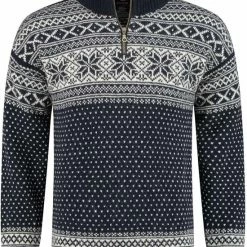 Flash-uitverkoop ✨ John Brilliant Trui Van 100% Pure Nieuwe Noorse Wol, Donkerblauw ✔️