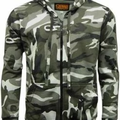 Beste deal 😍 JC Blue Grijze Hoodie Heren Met Capuchon - Met Rits - Light Sport Sweater - Camouflage Kleding - Maat S 🔔