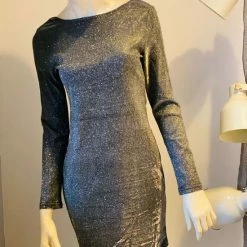 Flash-uitverkoop 🎉 Merkloos Glitter Jurk - Zwart - Rug Detail - Gelegenheidsjurk - Open Rug - Feestjurken - L 😉