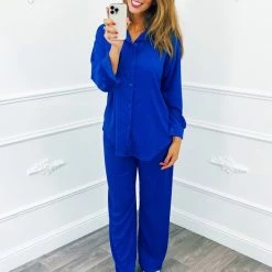 Hete verkoop ❤️ Dressqode Blouse Pak Tweedelig Kobalt 😍