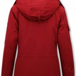 Flash-uitverkoop ⌛ Matogla Gewatteerde Jas Dames Halflang - 7603 - Rood 🥰 -Dameskleding Verkoopwinkel 550x765 5