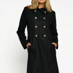 Nieuw โจ LOLALIZA Lange Jas Met Knopen - Zwart - Maat 40 โ