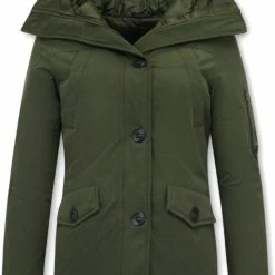 Beste Verkoop 🔔 Gentile Bellini Getailleerde Winterjas Dames Met Capuchon - 503 - Groen ⌛