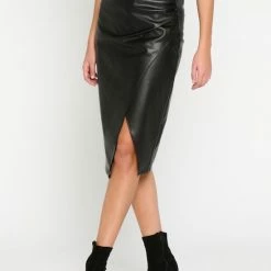 Dameskleding Verkoopwinkel 6 Nieuw ๐ LOLALIZA Wikkelrok In Faux Leder - Zwart - Maat XXL ๐