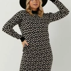 Beste Verkoop 😉 OBJECT OBJTHESS L/S JACQUARD KNIT 👗 DRESS Dames Jurk - Maat L 🔔 -Dameskleding Verkoopwinkel 550x785 15