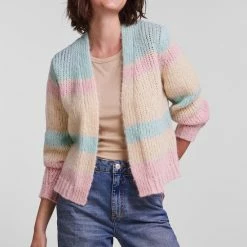 Nieuw ๐ Pieces Vest Pccarman Ls Knit Cardigan Bc 17126621 Yucca/cros-vanil Dames Maat - M ๐