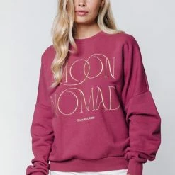 Coupon ❤️ Colourful Rebel Moon Nomad Trui Roze Dames - Loose Fit - Katoen - L 👏