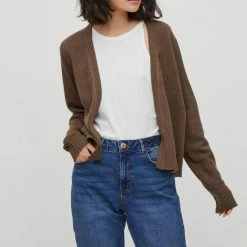 Flash-uitverkoop 😀 Vila Vest Viril Short L/s Knit Cardigan-noos 14060800 Crocodile/dark Melan Dames Maat - L 😀 -Dameskleding Verkoopwinkel 550x818 9