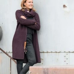 Groothandel 🎁 Knit Factory Luna Lang Gebreid Dames Vest - Purple - 36/38 👍 -Dameskleding Verkoopwinkel 550x824 140