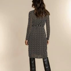 Kopen 🎉 Geisha Jurk Midi Mesh Jurk Zigzag Print 27852 14 Black/light Sand Dames Maat - M 🔔 -Dameskleding Verkoopwinkel 550x824 27