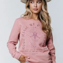 Gloednieuw 👏 Colourful Rebel Moon Magic Trui Roze Dames - Slim Fit - Katoen - L 😀