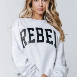Aanbiedingen ๐ Colourful Rebel Rebel Patch Trui Grijs Dames - Loose Fit - Katoen - M โญ
