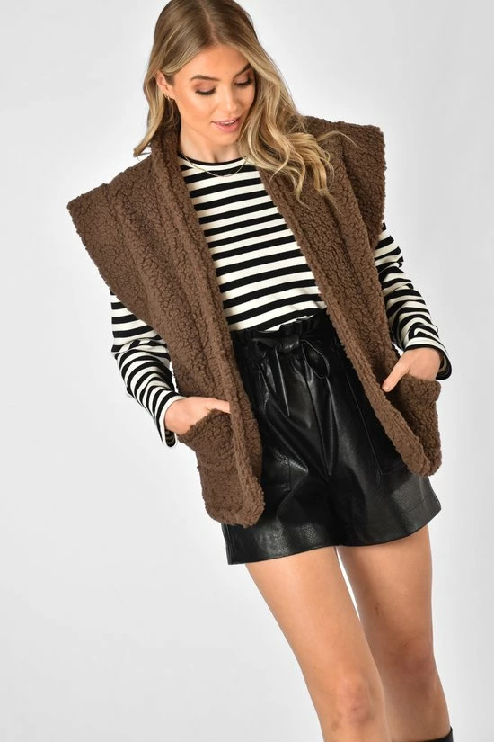 Beste Verkoop π₯° Yada Gilet Teddy - Choco/Donkertaupe - One Size π 3 Beste Verkoop π₯° Yada Gilet Teddy - Choco/Donkertaupe - One Size π