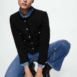 Groothandel ✔️ Mango Blazer Tweed Jasje Met Zakken 47050162 99 Dames Maat - S 👏