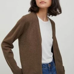 Flash-uitverkoop 😀 Vila Vest Viril Short L/s Knit Cardigan-noos 14060800 Crocodile/dark Melan Dames Maat - L 😀 -Dameskleding Verkoopwinkel 550x825 358