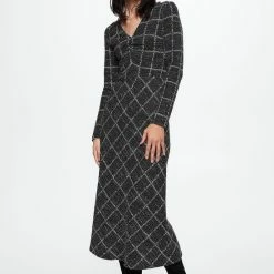 Kopen 🔥 Mango Jurk Geruite Gebreide Jurk 37087763 99 Dames Maat - M 🧨