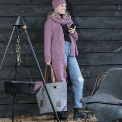 Groothandel 🎁 Knit Factory Luna Lang Gebreid Dames Vest - Purple - 36/38 👍 -Dameskleding Verkoopwinkel 550x825 543