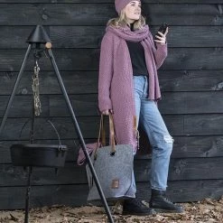 Groothandel 🎁 Knit Factory Luna Lang Gebreid Dames Vest - Purple - 36/38 👍 -Dameskleding Verkoopwinkel 550x825 547